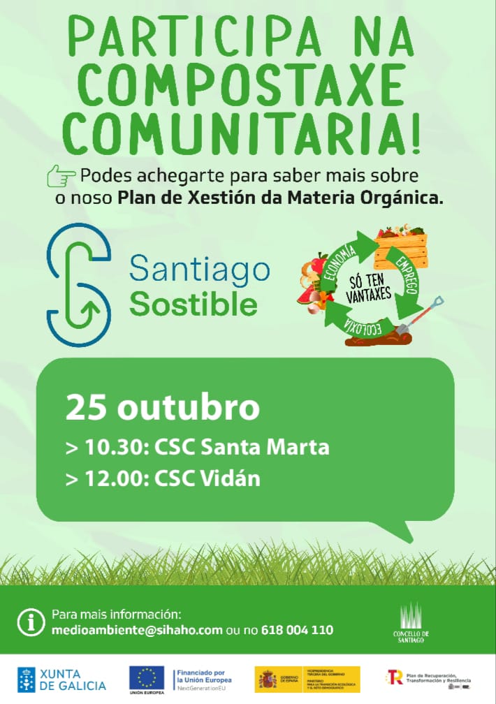 O 25 de outubro volven as sesións informativas sobre compostaxe comunitaria do Concello de Santiago