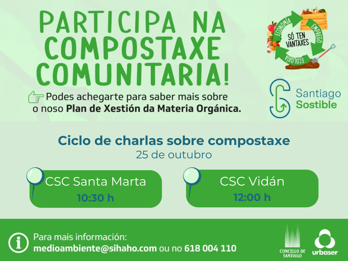 O 25 de outubro volven as sesións informativas sobre compostaxe comunitaria do Concello de Santiago